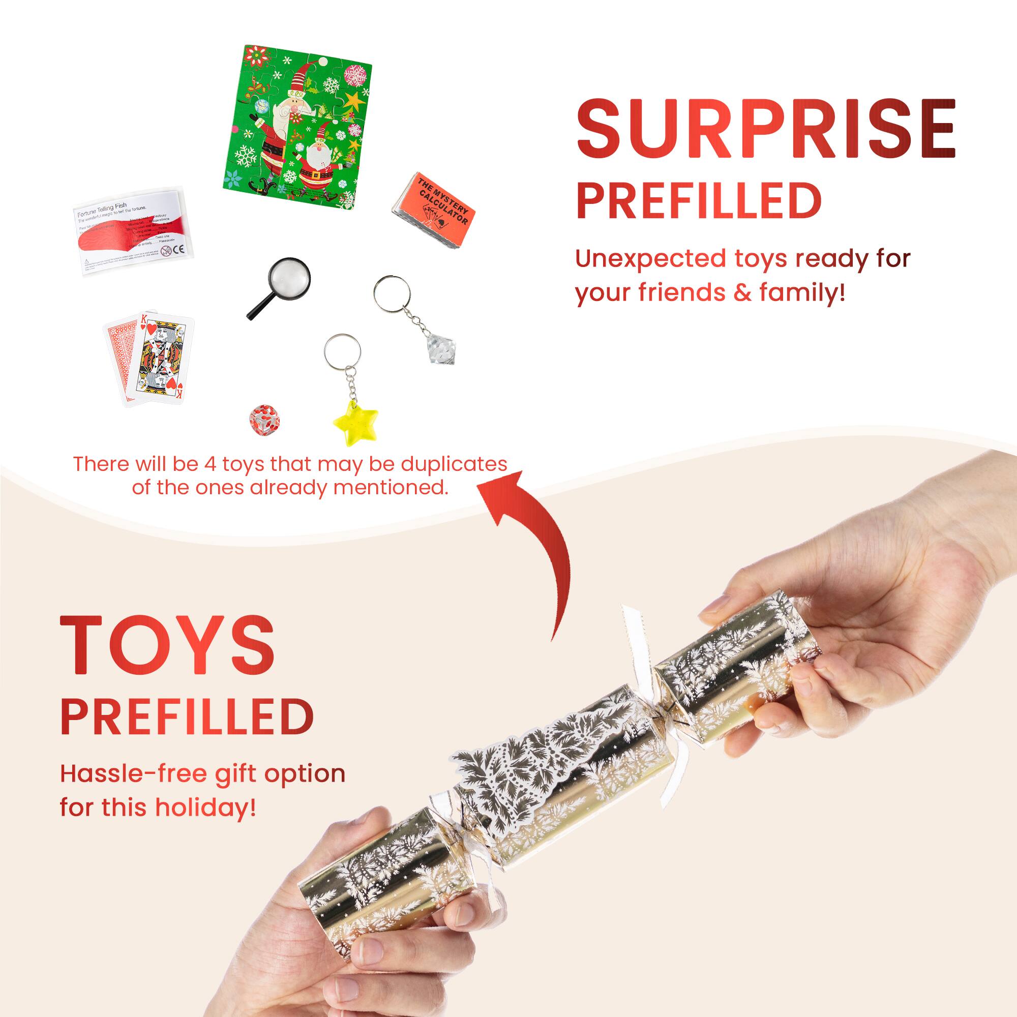 Glitzhome® 12PK 1.5"D x 10"H Christmas Tree Party Crackers with Gift Contents